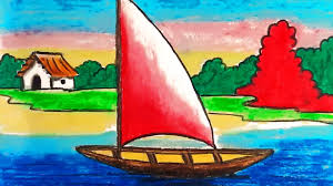 These easy connect the dots worksheets have the kids connect numbers 1 through a maximum of 15. Easy Scenery Of Boat How To Draw A Boat Sailing Boat Drawing Landscape For Kids Video Dailymotion