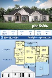 Free shipping on all house plans! Farmhouse Style House Plan 56704 With 4 Bed 2 Bath 2 Car Garage Family House Plans Farmhouse Style House Plans House Plans Farmhouse