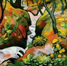 Nach dem römischen kaiser augustus benannt, da er in diesem monat sein erstes konsulat angetreten hat. August Macke Waldbach Kunstdruck Leinwandbild Gerahmtes Bild Glasbild