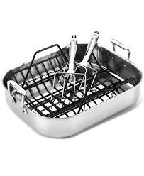 All Clad Stainless Steel Roaster With Roasting Rack Lifters Macysdreamregistry Stainless All Clad Roasting Pan