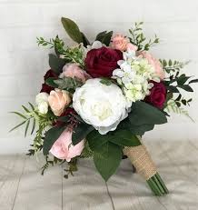Burgundy and blush wedding flower bouquets. Rustic Wedding Bouquetburgundy Bridal Bouquetblush Etsy Bridal Bouquet Rustic Wedding Flowers Bridesmaid Bouquet