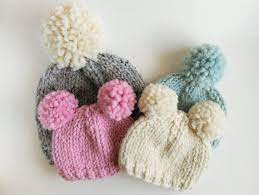 Hat Knitting Pattern Double Pom Pom Hat Pattern Toddler Etsy In 2021 Chunky Knitting Patterns Hat Knitting Patterns Knit Beanie Pattern