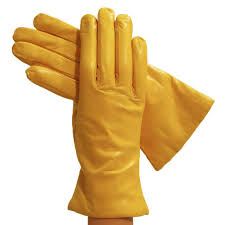 Yellow Simple Leather Gloves Lined In Cashmere Gloves Leather Gloves Yellow Gloves