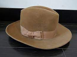 Vtg Borsalino Alessandria Italy Beaver Felt Hat 5 5 Tan Light Brown Fedora Borsalino Fedora Felt Hat