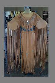 Woman S Tan Leather Beaded Long Fringes Wedding Dress Ewd08 In 2021 Native American Fashion Native American Clothing Native American Wedding Dress