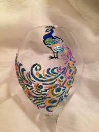 Bissell Carpet Cleaner Rental Coupons Printable Glitter Peacock By Kim Owens Glass Painting Glass Painting Painted Wine Glass Diy Wine Glasses