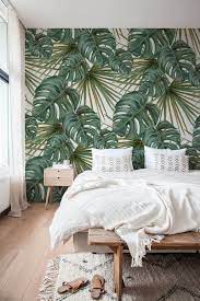 Monstera Leaf Wallpaper Removable Wallpaper Monstera Etsy Jungle Wall Decor Boho Bedroom Decor Tropical Bedrooms