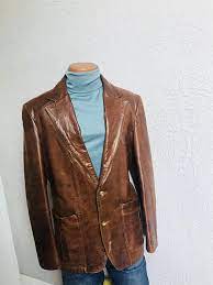 70 S Vintage Men S Remy Glazed Leather Blazer Jacket Etsy Leather Blazer Vintage Men Leather Blazer Jacket