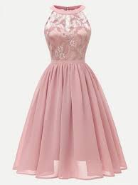 Vinfemass Halter Neck Sleeveless Lace Chiffon Patchwork Party Prom Dress Lace Swing Dress Tulle Prom Dress Gowns Dresses