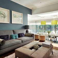 While conventional wisdom says that dark ceilings normally make a room look smaller, the white trim and coffered detailing draw the eye upward, adding visual interest above and making the ceilings appear. Blue Grey Walls Living Room Ideas Photos Houzz