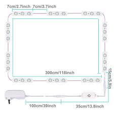 It is not only long enough to go around a full length mirror, but also can adjust the length of the wire. Led Vanity Mirror Lights Hollywood Style Vanity Make Up Light 10ft Ultra Bright White Led Dimmable Touch Control Lights Strip For Makeup Vanity Table Bathroom Mirror Mirror Not Included Buy Online