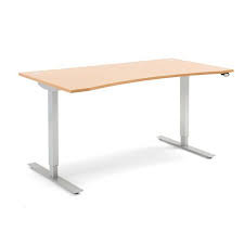 Ein ergotopia schreibtisch höhenverstellbar elektrisch überzeugt mit einer vielzahl an größen und designs. Schreibtisch Flexus Geschwungen Elektrisch Hohenverstellbar 1600 X 800 Mm Buche Aj Produkte Gmbh