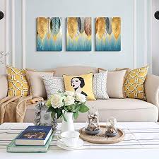Check spelling or type a new query. Fashion Wall Art For Living Room Family Wall Decor For Bedroom Modern Wall Decorations For Kitchen Canvas Art Golden Leaves Abstract Paintings Bathroom Hang Pictures Artwork Home Decoration 3 Pieces Pricepulse