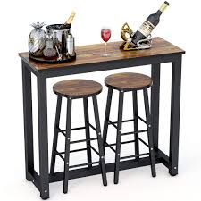 Contemporary style rectangular pub table and matching counter height pub stools. 3 Piece Pub Table Set Counter Height Dining Table Set With 2 Bar Stools For Kitchen Nook Dining Room Living Room Small Space Bar Furniture Sets Aliexpress