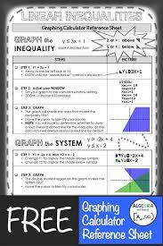 Graphing Calculator Reference Sheet Linear Inequalities Linear Inequalities Teaching Algebra Graphing