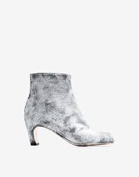 Grey & white painted mid heel tabi boots. Maison Margiela Tabi Python Effect Ankle Boots Women Maison Margiela Store