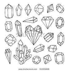 Crystals Diamonds Gems And Mineral Stones Hand Drawn Outline Illustration Vector Set Crystal Drawing Bullet Journal Themes Bullet Journal Ideas Pages