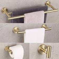 Bathroom Brushed Gold 3 Piece Accessories Set Sus304 Stainless Steel Bath Shower Robe Hook Bathroom Hardware Set Stainless Steel Bathroom Toilet Paper Holder