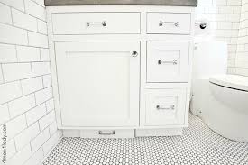Fabulous Boys 39 Bathroom Features Daltile Subway Tile With Gray Grout Framing Custo With Images Black And White Tiles Bathroom Penny Tiles Bathroom White Bathroom Tiles