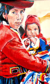 South American Art. Indigenous Ecuadorian Mother and Child. Fine Art Print  Gwen Meyerson