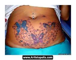 Colorful Butterflies Tattoos On Stomach Stretch Marks On Stomach Picture Tattoos Stomach Tattoos