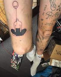 Some Of My Stick N Pokes I Did On Myself Left One Fresh All Healed On The Right Sticknpokes Tattoos Grunge Tattoo Leg Tattoos