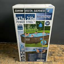 Kick off the summer with an above ground pool in your backyard, ready to swim and splash the day away! Bestway Swim Vista Series Power Steel Frame Pool Komplett Set Rattan Optik 427x250x100cm Gunstig Kaufen Ebay