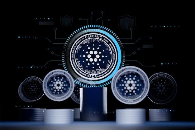 Platform blockchain Cardano dengan komputer | Foto Premium