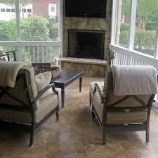 Corner Fireplace In A Screened In Porch With Images Freestanding Fireplace Porch Fireplace Outdoor Fireplace