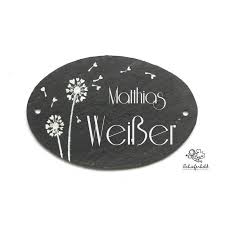 Leuchtendes türschild mit stift : Schiefer Turschild Oval Namensschild Familienschild