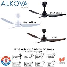 Clean lines and contemporary finishes make for designs with both visual flair and optimal functionality. Alpha Alkova Lit 56 Inch With 3 Blades Dc Motor Emergency Light Ceiling Fan Black Lit56 3b Shopee Malaysia