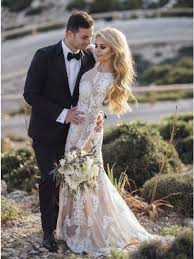 Lace wedding dresses were a particular favourite of bridal designers this season, celebrated for its delicate beauty and charming appeal. Vintage Mermaid Round Neck Long Sleeves Wedding Dress With Lace Applique 249 99 Wedding In Bohoddress Com