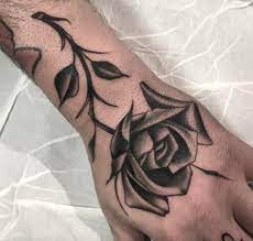 Rose tattoo ideas and meanings. Beautiful Black Rose Tattoo On Hand