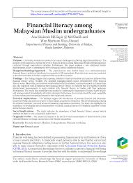 3/4 olanda ne diyo seri cevap pls. Pdf Financial Literacy Among Malaysian Muslim Undergraduates
