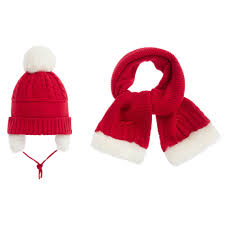 Gift cards for buying red yarn. Sarah Louise Red Knitted Hat Scarf Set Childrensalon