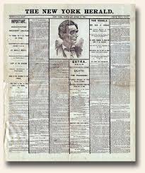 Résultat de recherche d'images pour "abraham lincoln assassinated newspaper"