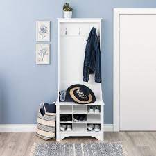 27 Narrow Hall Tree With 9 Shoe Cubbies White Prepac Narrow Hall Tree Hall Tree Prepac