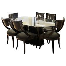 Set of 10 art deco armchairs, black lacquer, orange fabric, france, circa 1930. Ello Lacquer Dining Room Sets 2 For Sale On 1stdibs