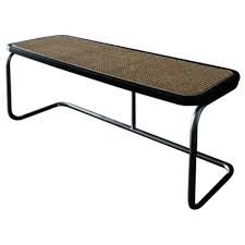 Panchina Bench Black Lacquered Beechwood Natural Cane And Chrome Steel Base