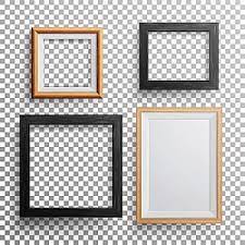 Vector De Marco De Foto Realista Conjunto 3d Cuadrado A3 A4 Tamanos Marco De Imagen En Blanco De Madera Colgando Sobre Fondo Transparente Con Plantilla De Disen In 2020 Photo Frame
