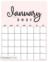 Download a free, printable calendar for 2021 to keep you organized in style. Cute Free Printable January 2021 Calendar Saturdaygift Calendar Printables 2021 Calendar Monthly Calendar Printable