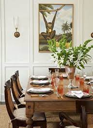 For a similar wall color, try calke green by farrow & ball. Beautiful Dining Table Very Colonial With Rattan Backed Chairs British Colonial Decor Colonial Dining Room Colonial Decor