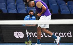 But in typical kyrgios fashion, things were far from smooth sailing and the match ultimately had to be suspended at two sets apiece five minutes before 11pm local time due to a london curfew. Mangled Racquet Underarm Serves As Kyrgios Stays Alive At Australian Open Tennis News Times Of India