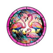 Flamingo, Pink Flamingo Faux Stained Glass Round Wreath Sign, Signs for  Wreaths, Wreath Embellishment