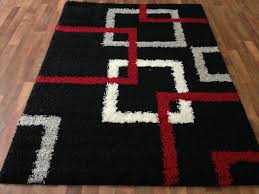 Black And White Area Rug 5x7 Moder Black Shaggy Area Rug 5x7 White Silver Gray Red Squares Pattern 4 9 X6 5 Suntex Shagflokati Black And Grey Rugs White Fluffy Rug Rugs
