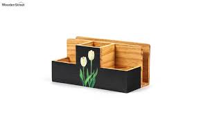 Iphone dock will make sure your phone is fully charged and ready to go! Buy Petal Deign 4 Compartment Wooden Desk Organizer Online In India Wooden Street