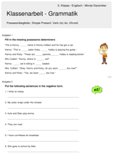 Free interactive exercises to practice online or download as pdf to print. Klassenarbeit Zu Grammatik Englisch 5 Klassenarbeiten Grammatik Erste Klasse