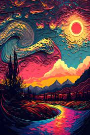Bright Colors Painting Landscape The