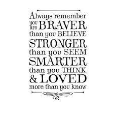 This quote is about me, believe, remember,. Always Remember You Are Braver Short Quotes Available For Free Download Inspirational Graduation Quotes Grad Quotes Graduation Quotes