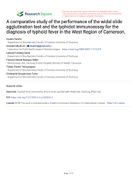 Maybe you would like to learn more about one of these? Pdf A Comparative Study Of The Performance Of The Widal Slide Agglutination Test And The Typhidot Immunoassay For The Diagnosis Of Typhoid Fever In The West Region Of Cameroon